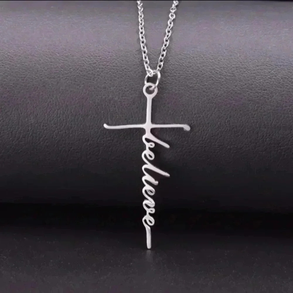 Believe God Jesus Cross Necklace